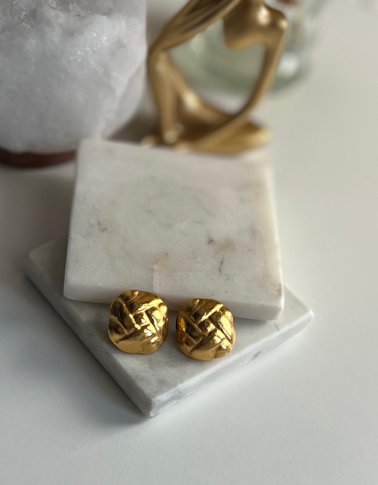 Golden Weave Vintage Clip-On Earrings