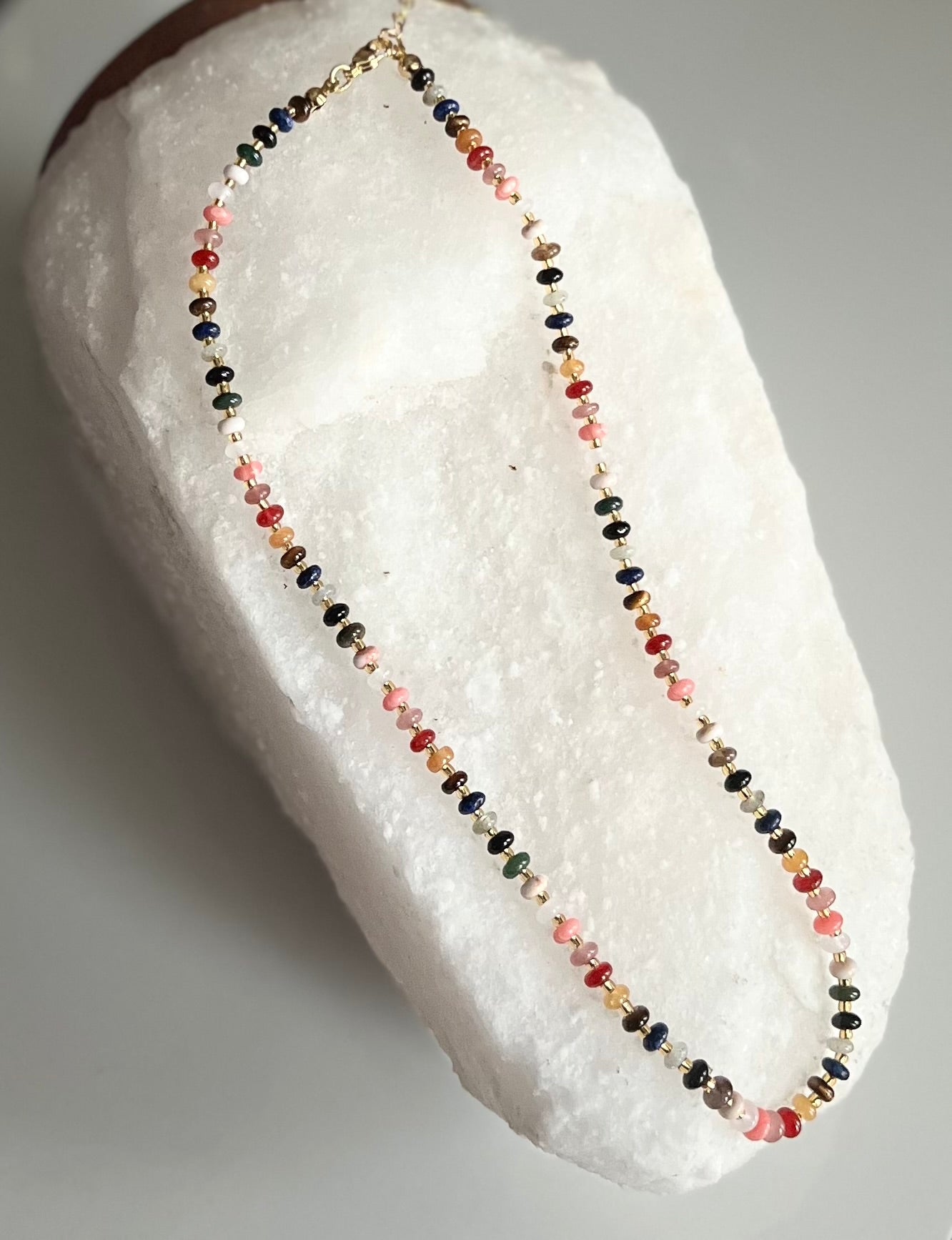 Rainbow Stone Bead Necklace