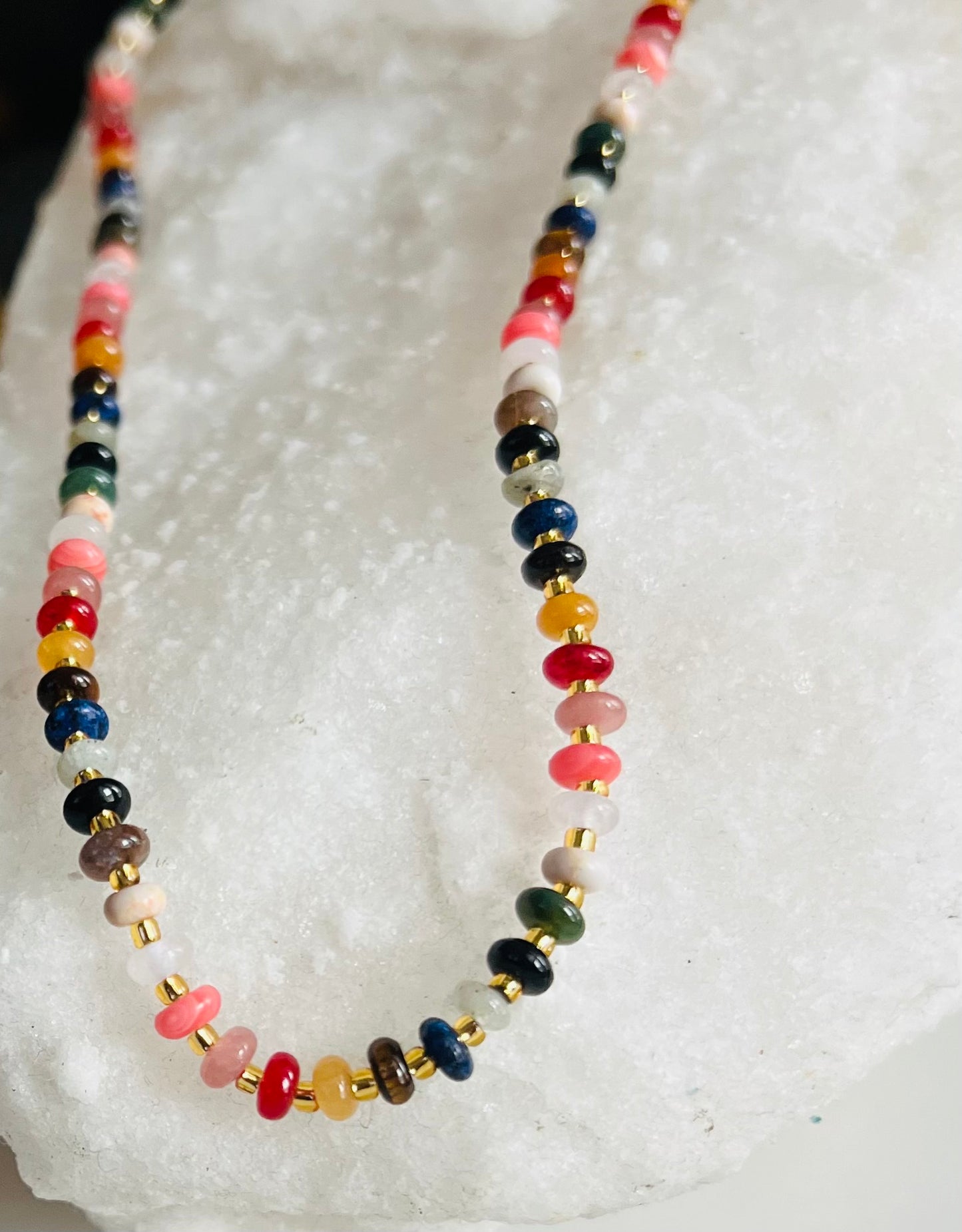 Rainbow Stone Bead Necklace