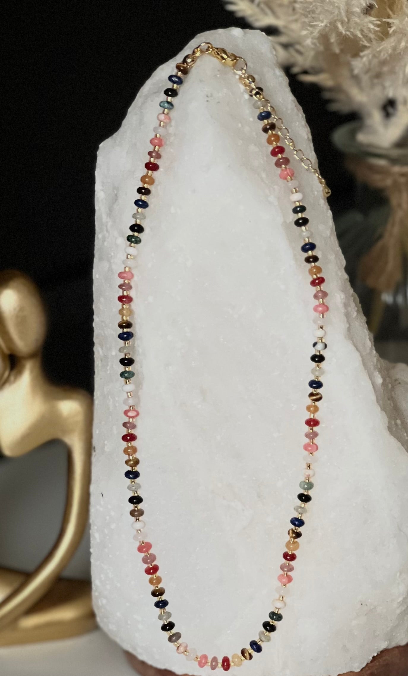 Rainbow Stone Bead Necklace